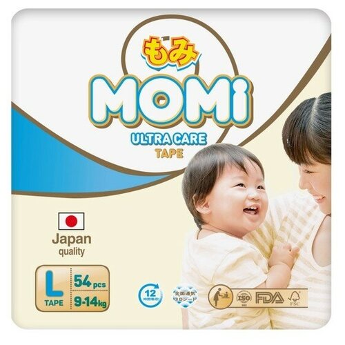 MOMI Подгузники MOMI Ultra Care, L (9-14 кг), 54 шт