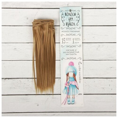 Волосы - тресс для кукол «Прямые» длина волос: 15 см, ширина:100 см, цвет № 22Т волосы тресс для кукол арт узор терракотовые локоны 15 100 см