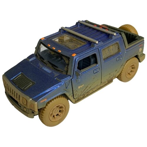 Модель металлическая Hummer H2 в грязи, синий, 1:40