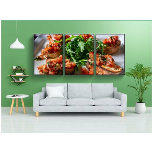 фото Набор модулных постеров для интерьера "брускетта, помидоры, еда" 60x90 см. в тубусе, без рамки lotsprints