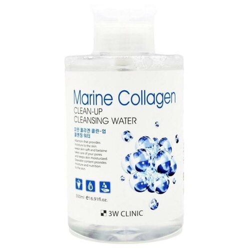 3W CLINIC Вода очищающая мицеллярная 3W CLINIC Clean-Up Cleansing Water Marine collagen, 500 мл