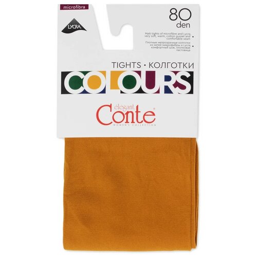 Колготки Conte elegant Colours, 80 den, размер 3/M, оранжевый, горчичный колготки conte elegant amelie размер 158 164 бежевый