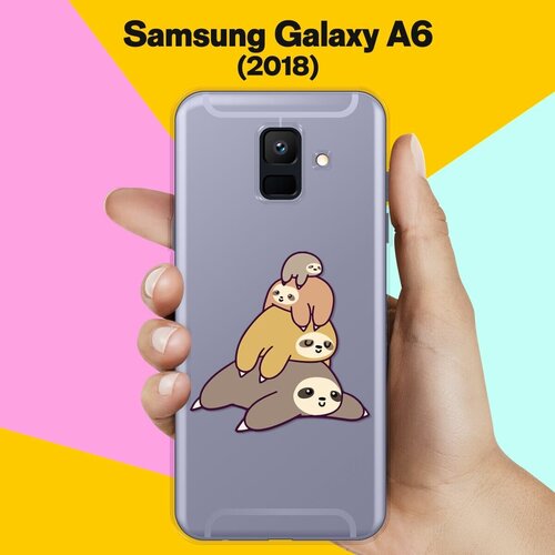 Силиконовый чехол на Samsung Galaxy A6 (2018) 3 ленивца / для Самсунг Галакси А6 2018