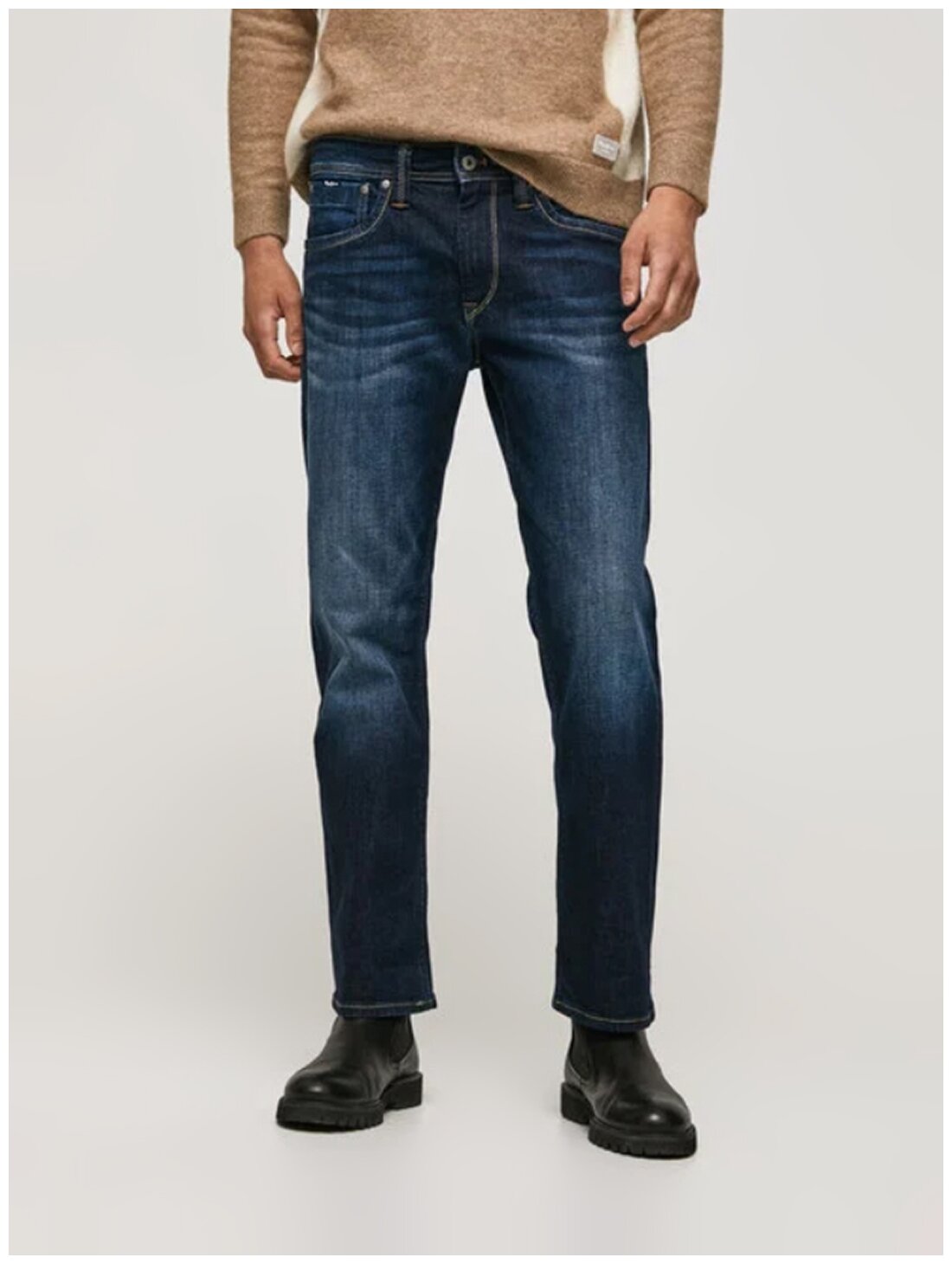 Джинсы Pepe Jeans, прямой силуэт, средняя посадка, размер 34, синий - фотография № 1