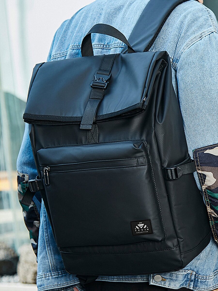 Рюкзак мужской и женский черный для ноутбука городской, стильный, модный TEVIN