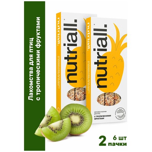 Лакомство Nutriall Зерновые палочки для птиц с тропическими фруктами 2 упаковки, 6 шт