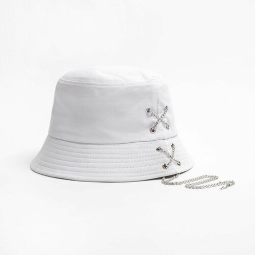 фото Панама minaku, размер 56-58, белый, черный