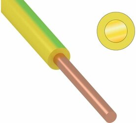 Провод однопроволочный ПУВ ПВ1 1х6 желто-зеленый(смотка из 3 м)