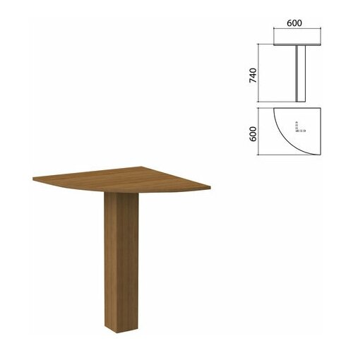 фото Стол приставной угловой "бюджет", 600х600х740 мм, орех французский, 402664-190, 641158
