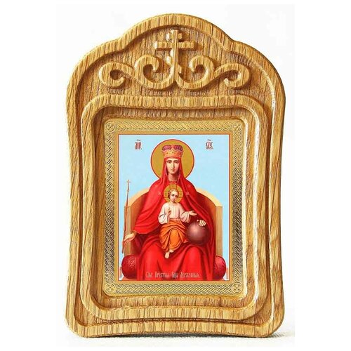 Икона Божией Матери Державная, резная деревянная рамка почаевская икона божией матери резная деревянная рамка