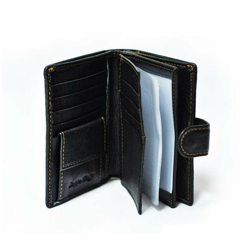 Портмоне 302B-1-Bl, фактура гладкая, черный мужское портмоне с автодокументами и паспортом e 302b 1 black