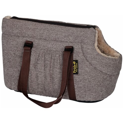 фото Pride сумка-переноска елочка мех бежевая 43 х 24 х 24 см (1 шт)