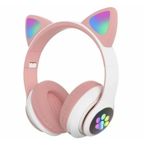 Беспроводные наушники с ушками кошки Cat ear розовые беспроводные наушники с ушками кошки с подсветкой
