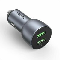 Автомобильное зарядное устройство UGREEN CD213 (10144), 2 USB-A, 36W Fast Charge, Gray