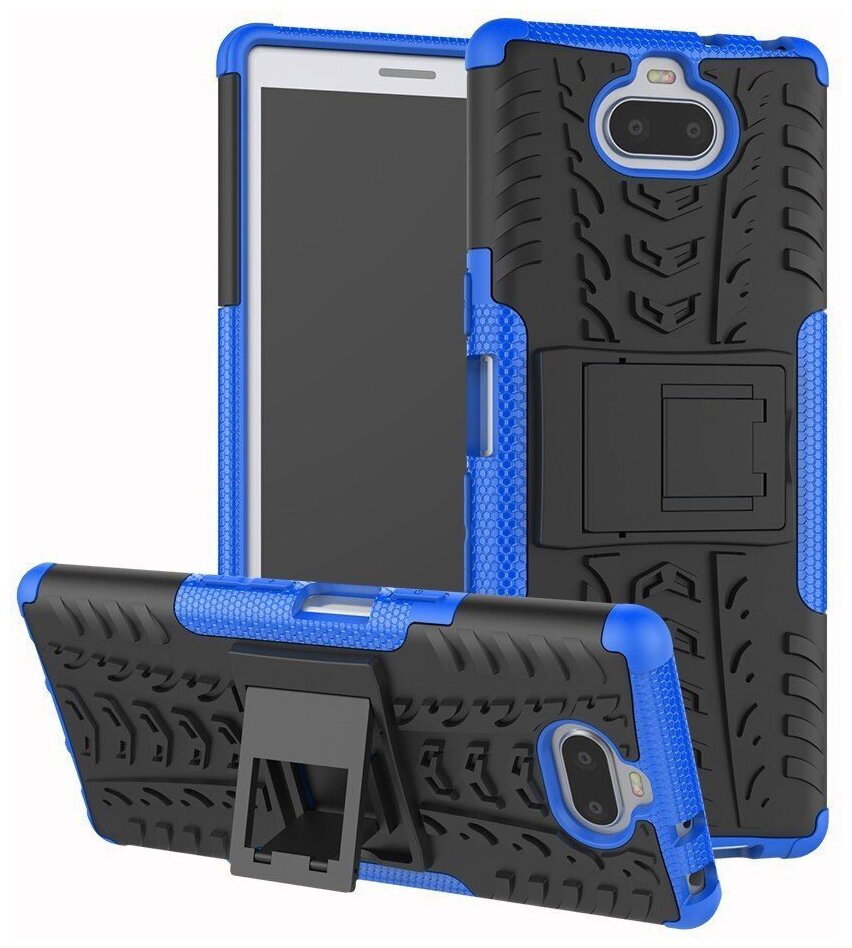 Противоударный чехол для Sony Xperia 10 II Hybrid Case Силикон + Пластик (Синий)