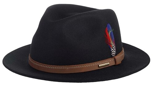 Шляпа федора STETSON, шерсть, утепленная, размер 63, черный