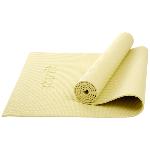 фото Коврик для йоги и фитнеса core fm-101 173x61, pvc, желтый пастель, 0,6 см starfit