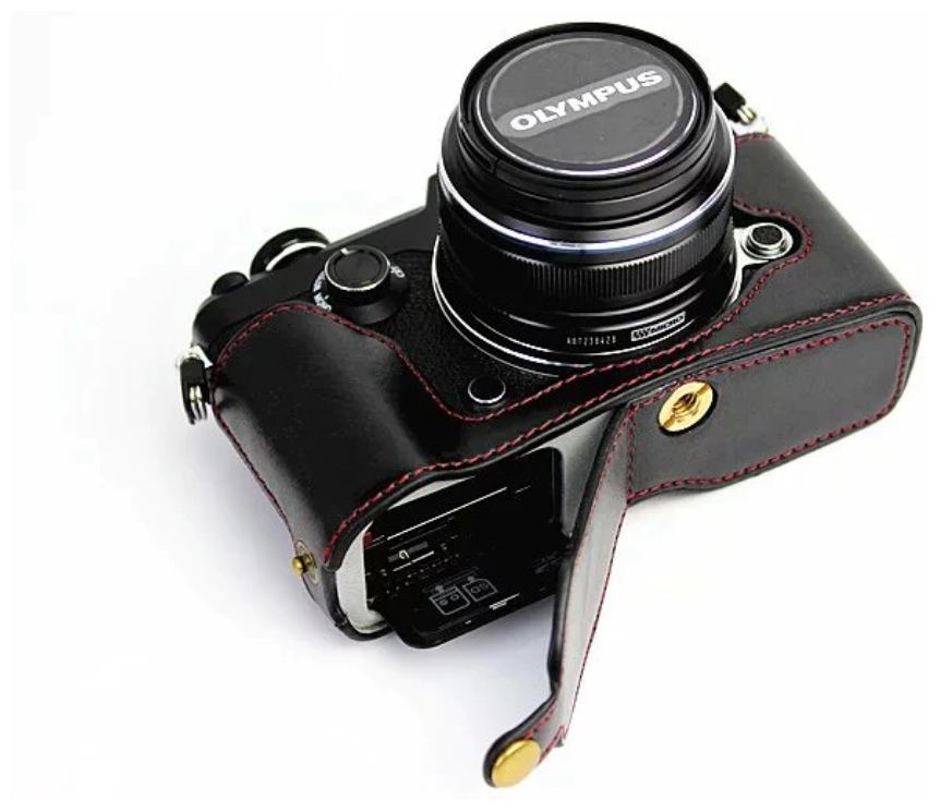 Сумка-кожух-футляр MyPads из качественной импортной кожи для фотоаппарата Olympus OM-D E-M10 Mark IV черного цвета