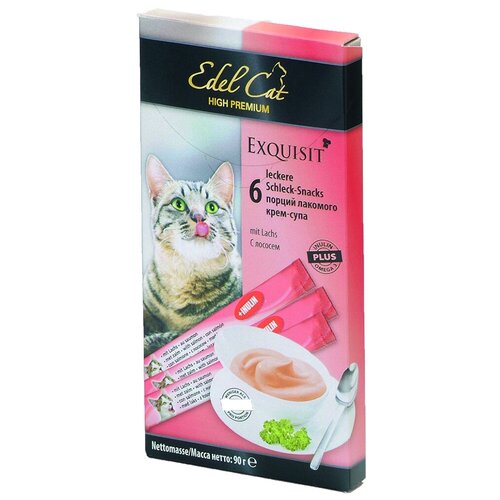 Edel Cat лакомство для кошек крем-суп с лососем 6шт 90г