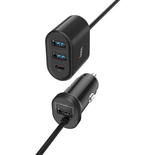 Разветвитель прикуривателя на 2 USB1 PD с проводом1 USB Z35 Hoco черный 968₽