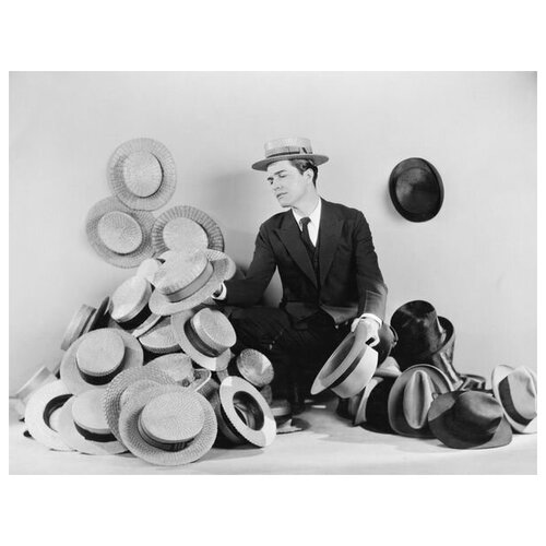 Постер на холсте Мужчина со шляпами (The man with the hat) 52см. x 40см.