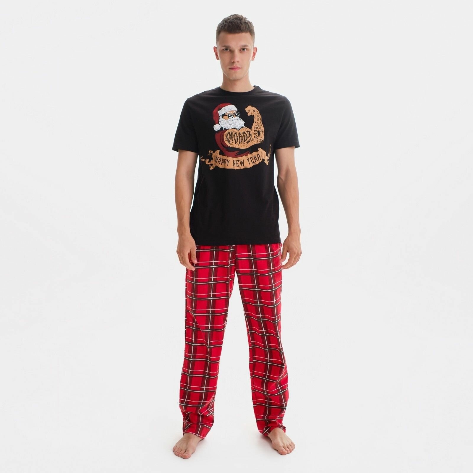 Пижама Kaftan, футболка, брюки, размер 56, красный - фотография № 1