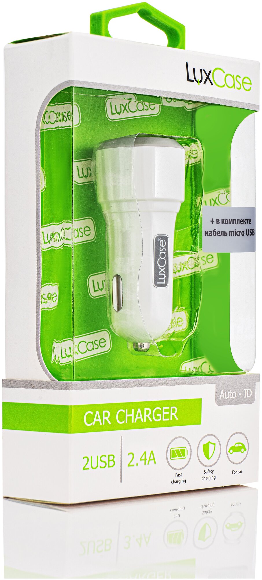 Зарядное устройство автомобильное / зарядка в прикуриватель / 2 USB 2,4A / 2 юсб / зарядка с кабелем micro-usb 3A