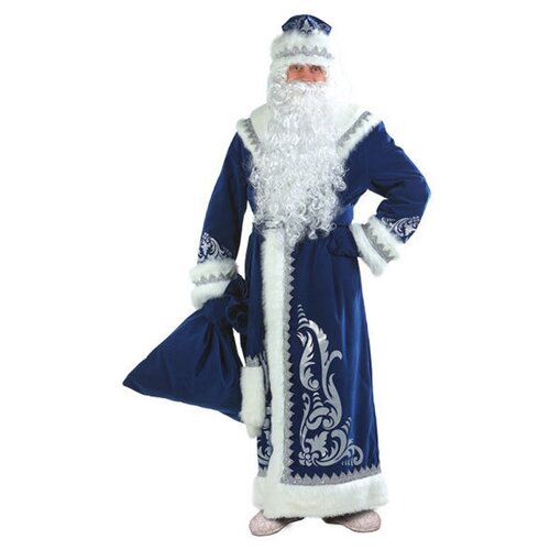 Костюм карнавальный Дед Мороз аппликация (Цв: Синий Размер: 54) костюм карнавальный дед мороз сатин цв синий размер 54