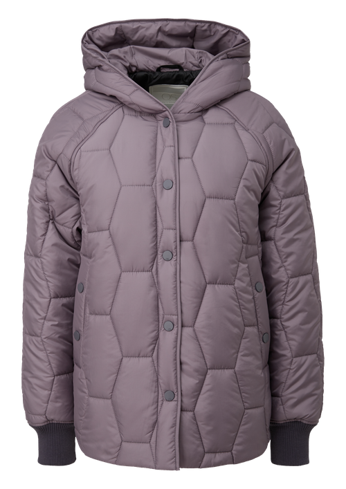 куртка  Q/S by s.Oliver, демисезон/зима, силуэт прямой, капюшон, карманы, стеганая, манжеты, размер XL, фиолетовый