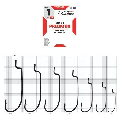 Крючки офсетные Cobra FORCE сер.2311NSB разм.003/0 3шт. крючки cobra офсетные predator сер co501 разм k04 0 3шт
