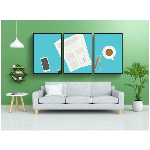 фото Набор модулных постеров для интерьера "бизнес, рабочее место, офис" 60x90 см. в тубусе, без рамки lotsprints