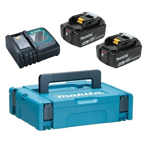 фото Набор аккумуляторов 2 шт. (18 в, 6.0 ач, li-ion) bl1860b + з/у dc18rc+ makpac makita 198118-0, арт. 198615