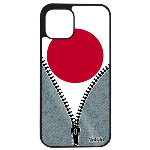 фото Ударопрочный чехол на мобильный // apple iphone 12 pro max // "флаг японии на молнии" путешествие туризм, utaupia, серый