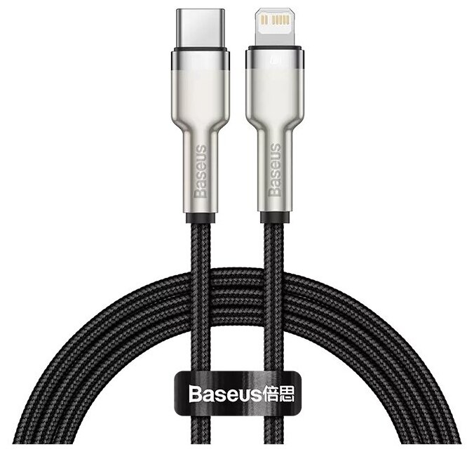 Кабель Xiaomi Baseus Cafule Series Metal Data Cable Type-C to iP PD20W Fast Charge 1m Black (CATLJK-A01)