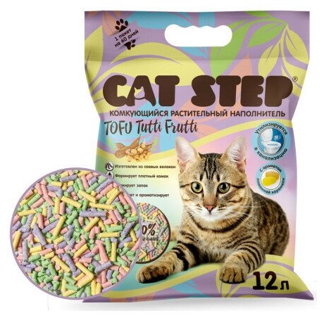 Наполнитель для кошачьих туалетов Cat Step Tofu Tutti Frutti, соевый, комкующийся, растительный,12 л