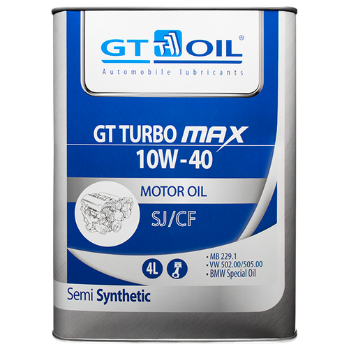 GT OIL Масло Моторное Gt Turbo Max, Sae 10w40, Api Sj/Cf, 4 Л