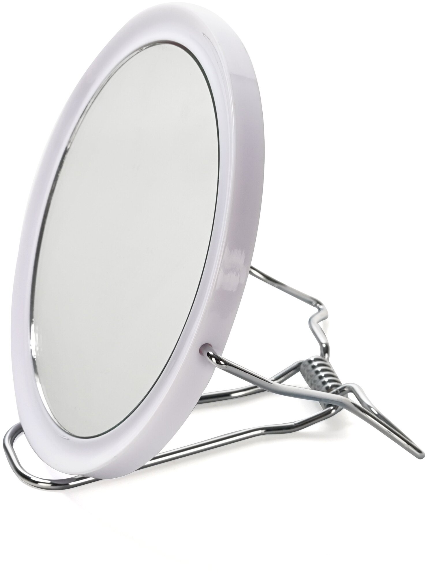 Двухстороннее настольное зеркало Valori для макияжа и бритья , белое, d- 12,5 см/