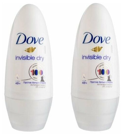 Dove DOVE антиперспирант-дезодорант роликовый Невидимый 50 мл, флакон, 50 мл, 100 г, 2 шт.
