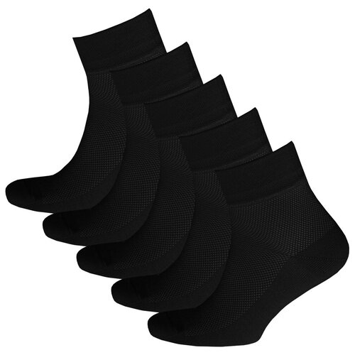 фото Мужские носки status, 5 пар, укороченные, усиленная пятка, воздухопроницаемые, антибактериальные свойства, вязаные, на 23 февраля, износостойкие, быстросохнущие, подарочная упаковка, размер 25, черный