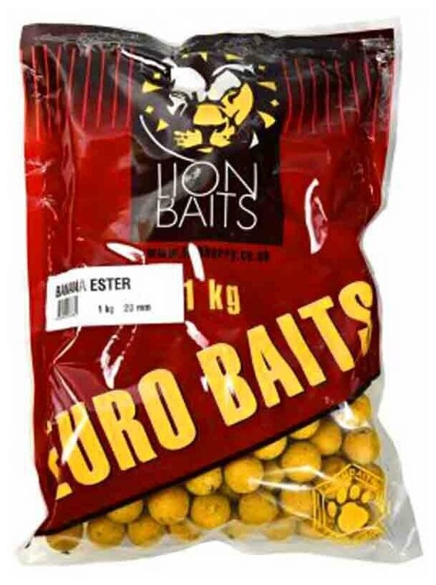 Бойлы тонущие 20 мм LION BAITS. Серия- "EURO BAITS" банановый эфир (Banana Ester) - 1 кг