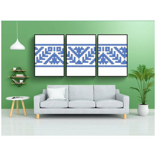 фото Набор модулных постеров для интерьера "жаккардовый ткацкий станок, шаблон, ткань" 60x90 см. в тубусе, без рамки lotsprints