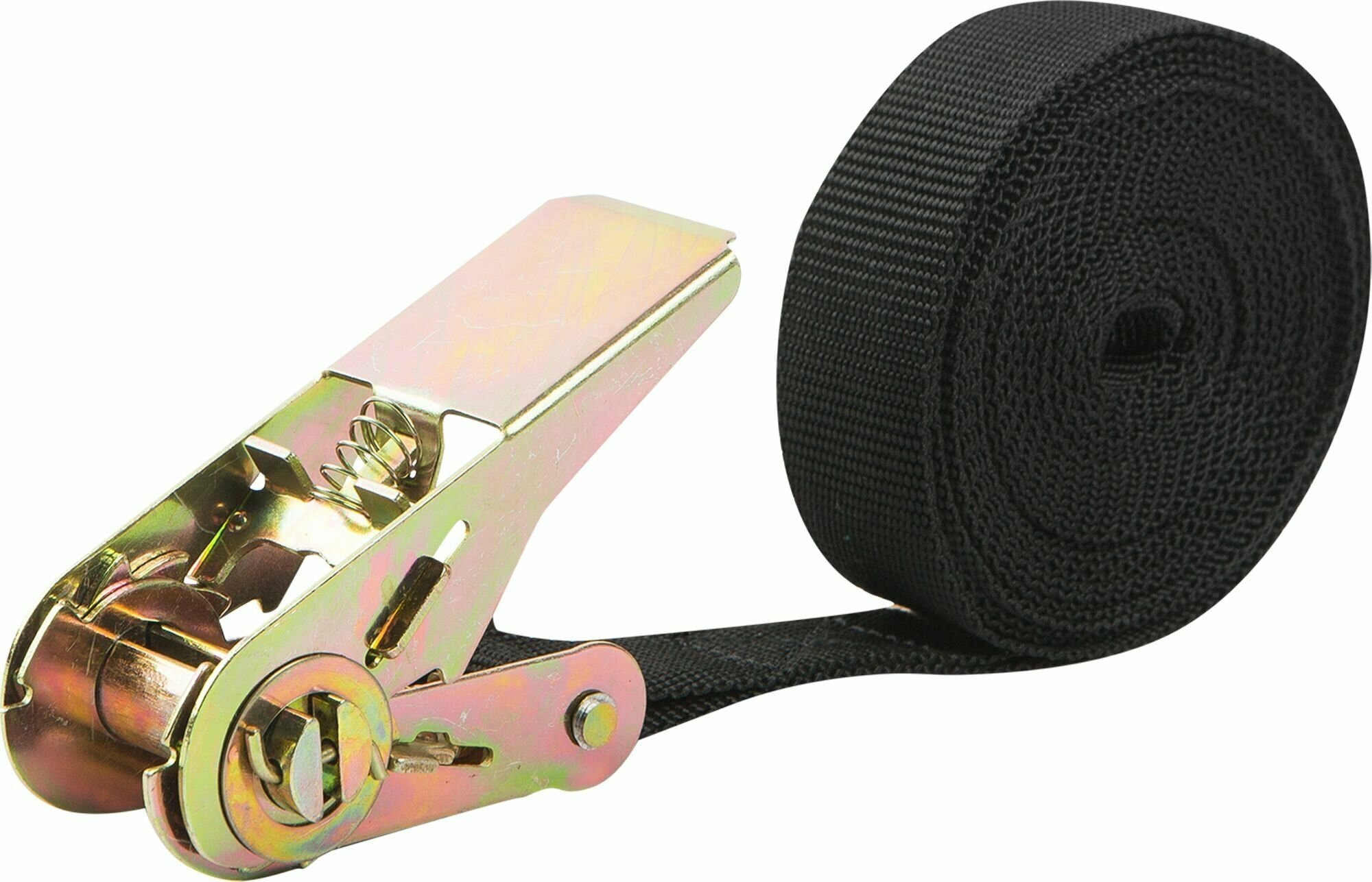 Ремень-стяжка с фиксатором-трещоткой 25х5000 мм полипропилен цвет чёрный