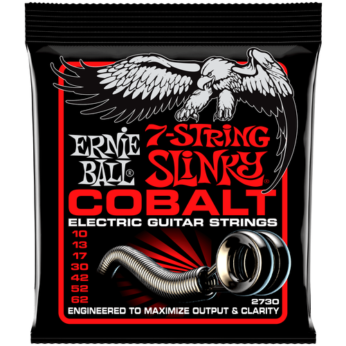 набор струн ernie ball 2730 7 string slinky cobalt 1 уп Набор струн Ernie Ball 2730 7-String Slinky Cobalt, 1 уп.