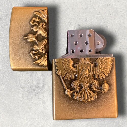 Подарочная зажигалка газовая Герб России, бронза