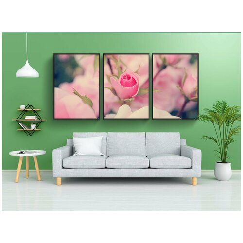 фото Набор модулных постеров для интерьера "роза, бутон, цвести" 60x90 см. в тубусе, без рамки lotsprints