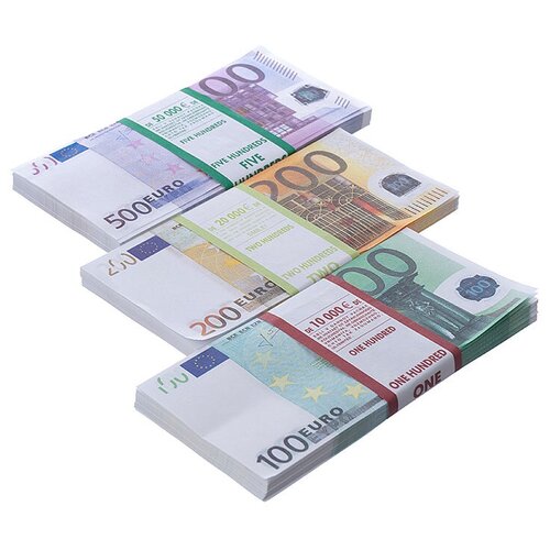 фото Деньги сувенирные / набор 3шт / 500 евро / 200 евро / 100 евро / деньги / деньги игрушечные / игрушечные деньги набор праздник-экспресс