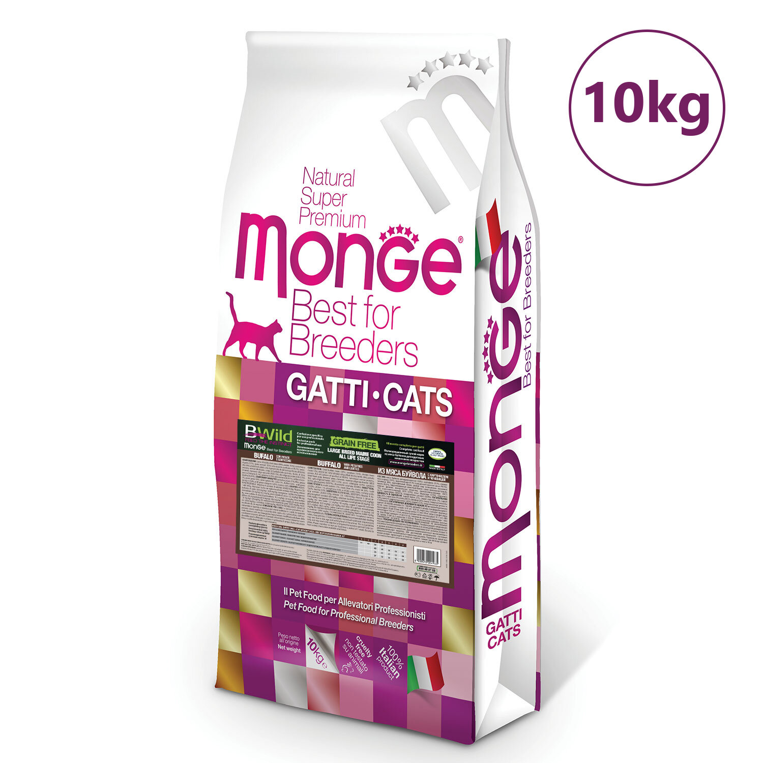 Monge PFB Cat BWild Grain Free Сухой беззерновой корм для крупных кошек, мясо Буйвола 10кг