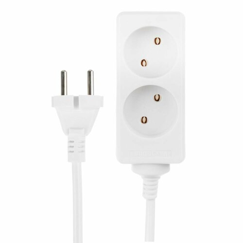 FORZA Удлинитель 2 гнезда сеч провода 075 кв мм 2м евророзетка 6A макс мощность1500Вт 390₽