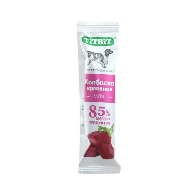 Колбаска TitBit для взрослых собак, кровяная (мини) - фото №4