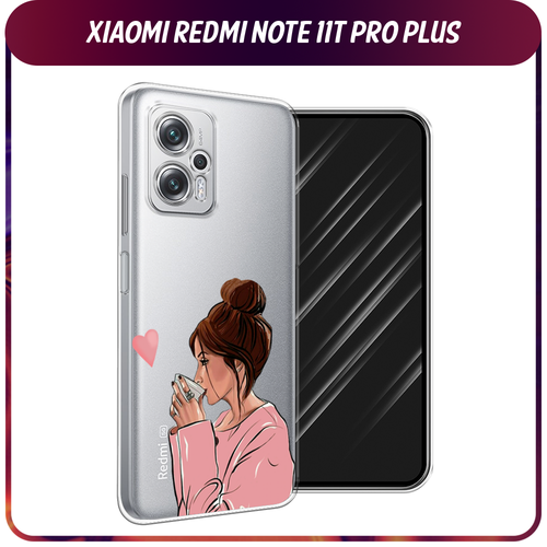 Силиконовый чехол на Xiaomi Poco X4 GT/Redmi Note 11T Pro/11T Pro Plus / Сяоми Поко X4 GT/Редми Нот 11T Pro/11T Pro Plus Приготовлено с любовью, прозрачный гидрогелевая защитная пленка для xiaomi redmi note 11t pro plus сяоми редми нот 11t про с эффектом самовосстановления на экран глянцевая